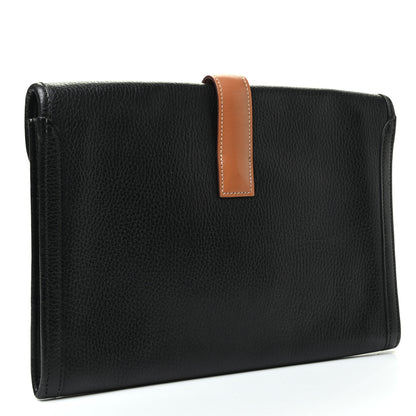 Hermes Togo Swift Jige PM Clutch Black Gold 3 of 8