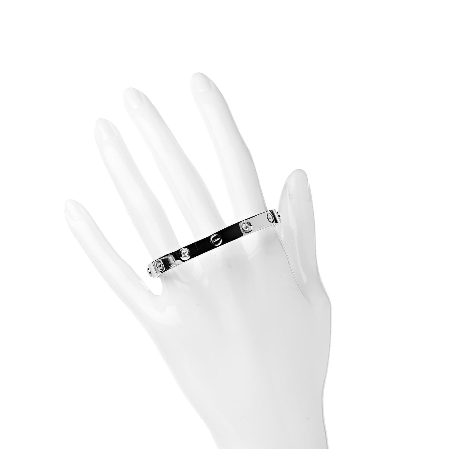 18K White Gold 4 Diamond LOVE Bracelet 16