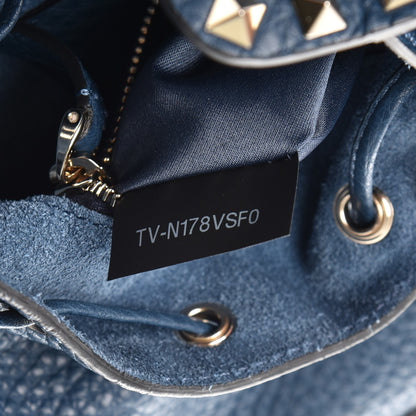 Valentino Garavani Alce Printed Calfskin Rockstud Bucket Bag Peacock 7 of 7
