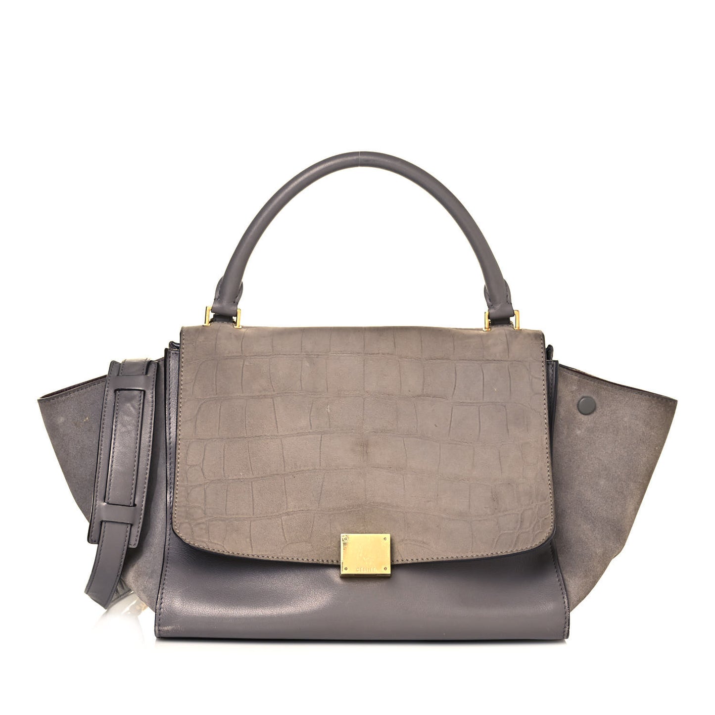 Crocodile Embossed Nubuck Medium Trapeze Grey