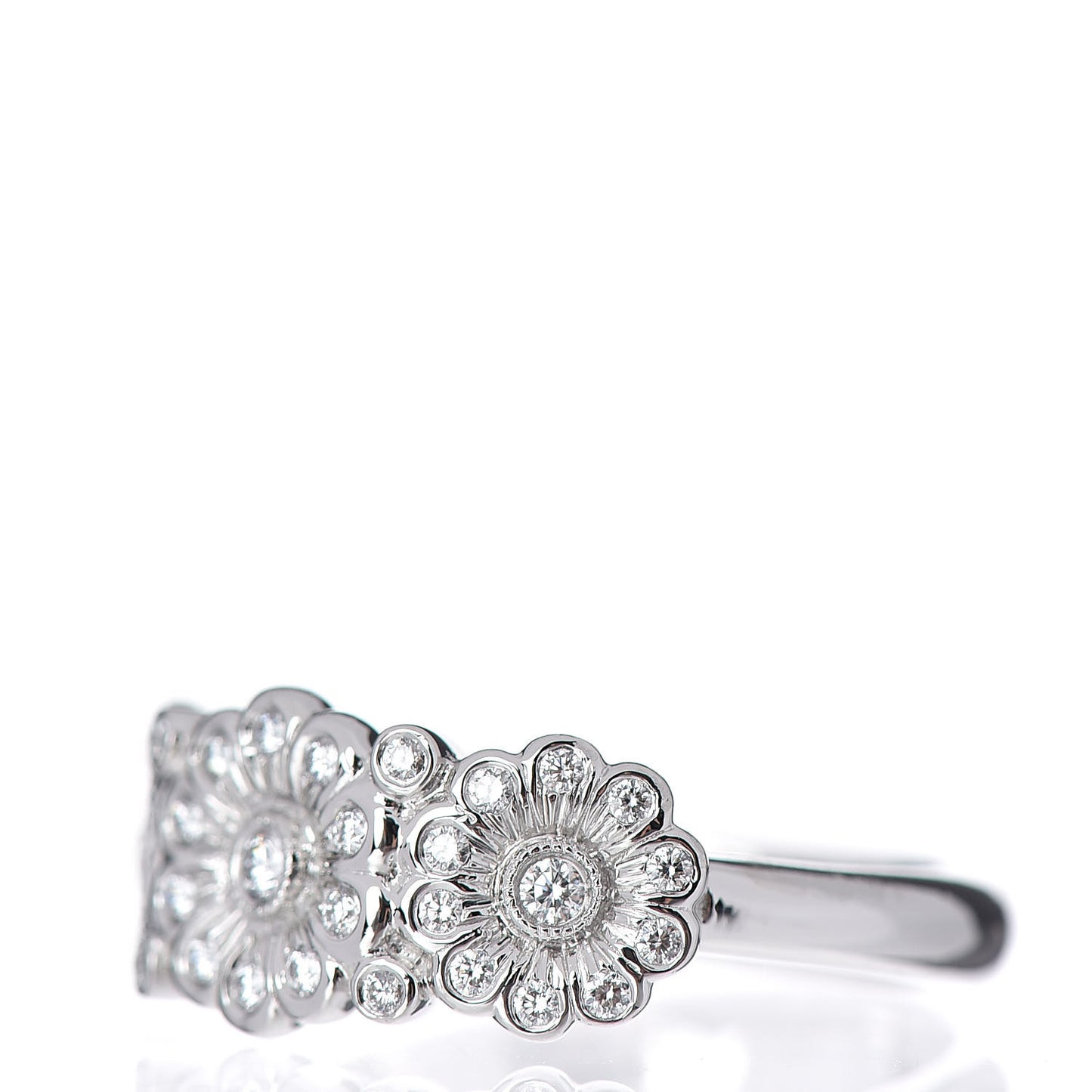 Platinum Diamond Three Flower Ring 50 5.5