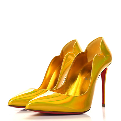 Christian Louboutin Metallic Patent Hot Chick 100 Pumps 39.5 Yellow 4 of 8