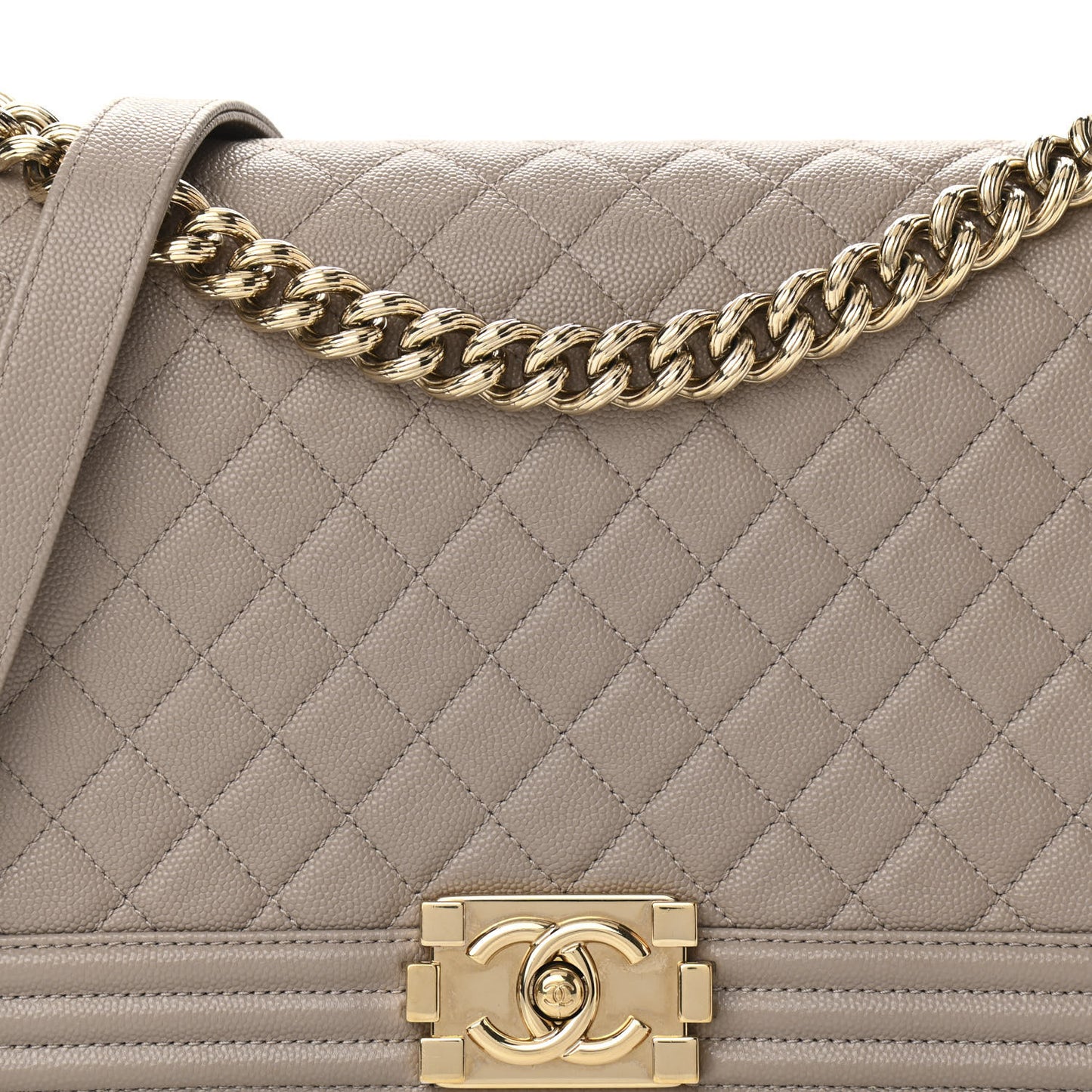 Caviar Quilted New Medium Boy Flap Dark Beige