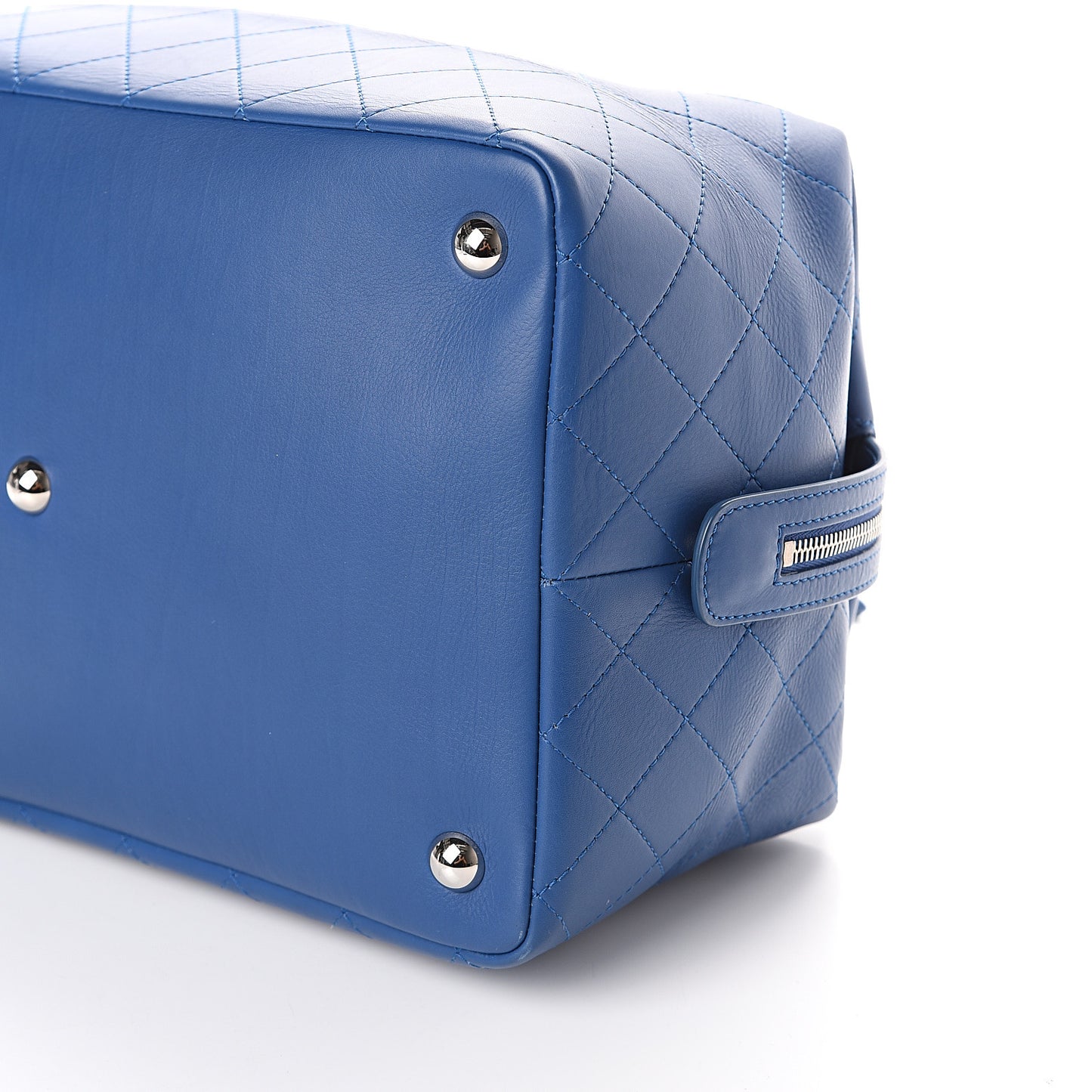 Calfskin Stitched Large Bowling Bag Blue