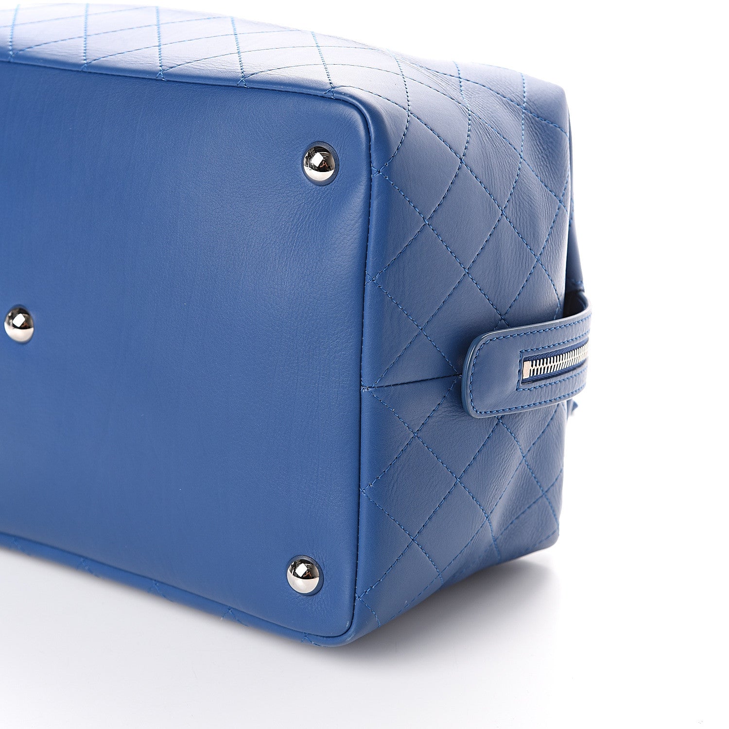 Chanel Calfskin Stitched Large Bowling Bag Blue 8 of 8