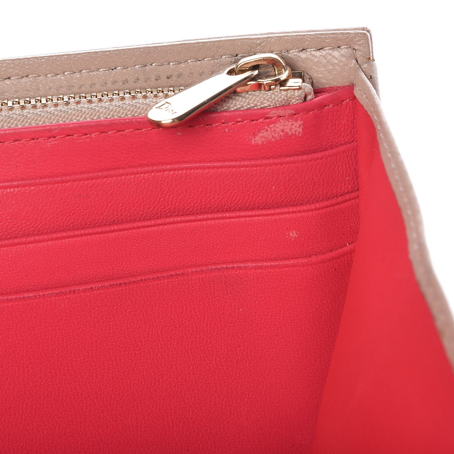 Lambskin Cannage Miss Dior Promenade Chain Wallet Beige