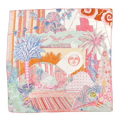 Hermes Cashmere Silk Acte III Scene I La Clairiere Shawl 140 White Rose Corail 1 of 4