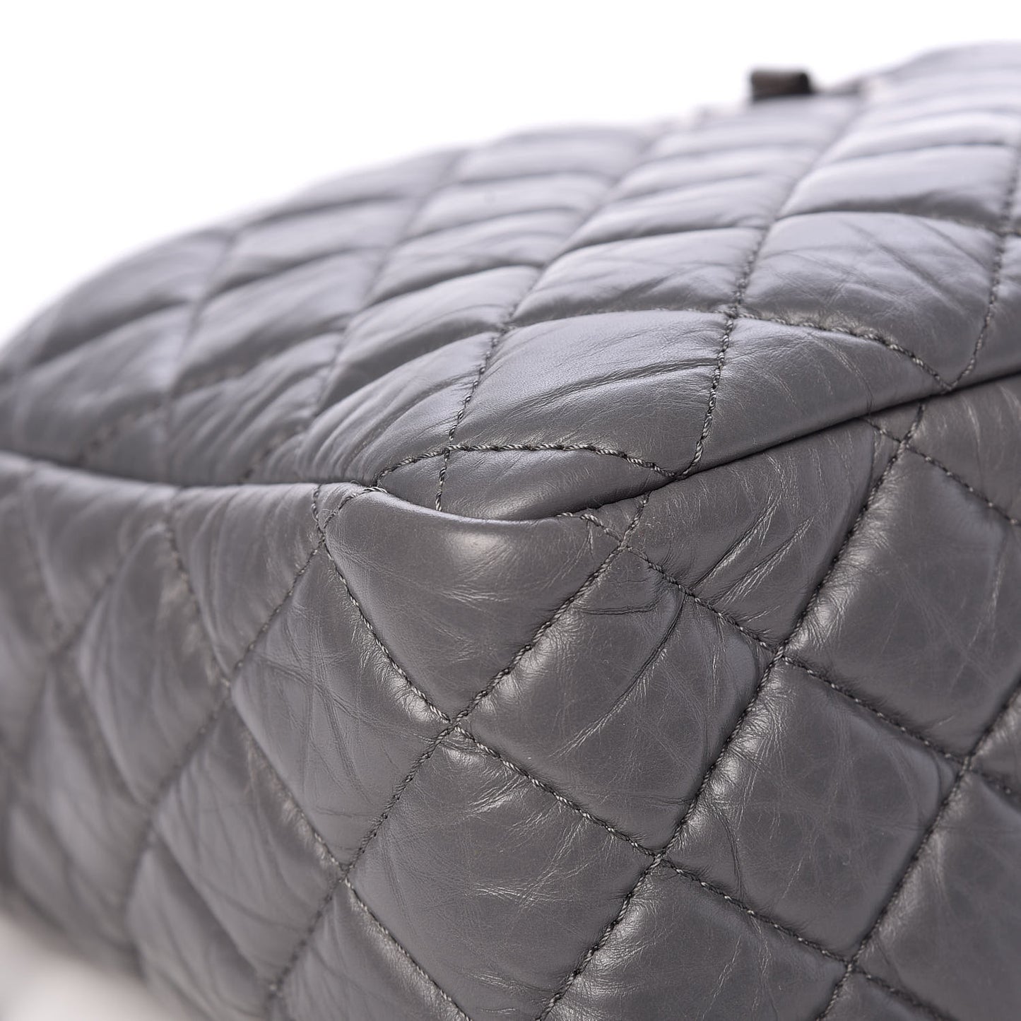 Aged Calfskin Quilted Large Reissue Camera Case Grey