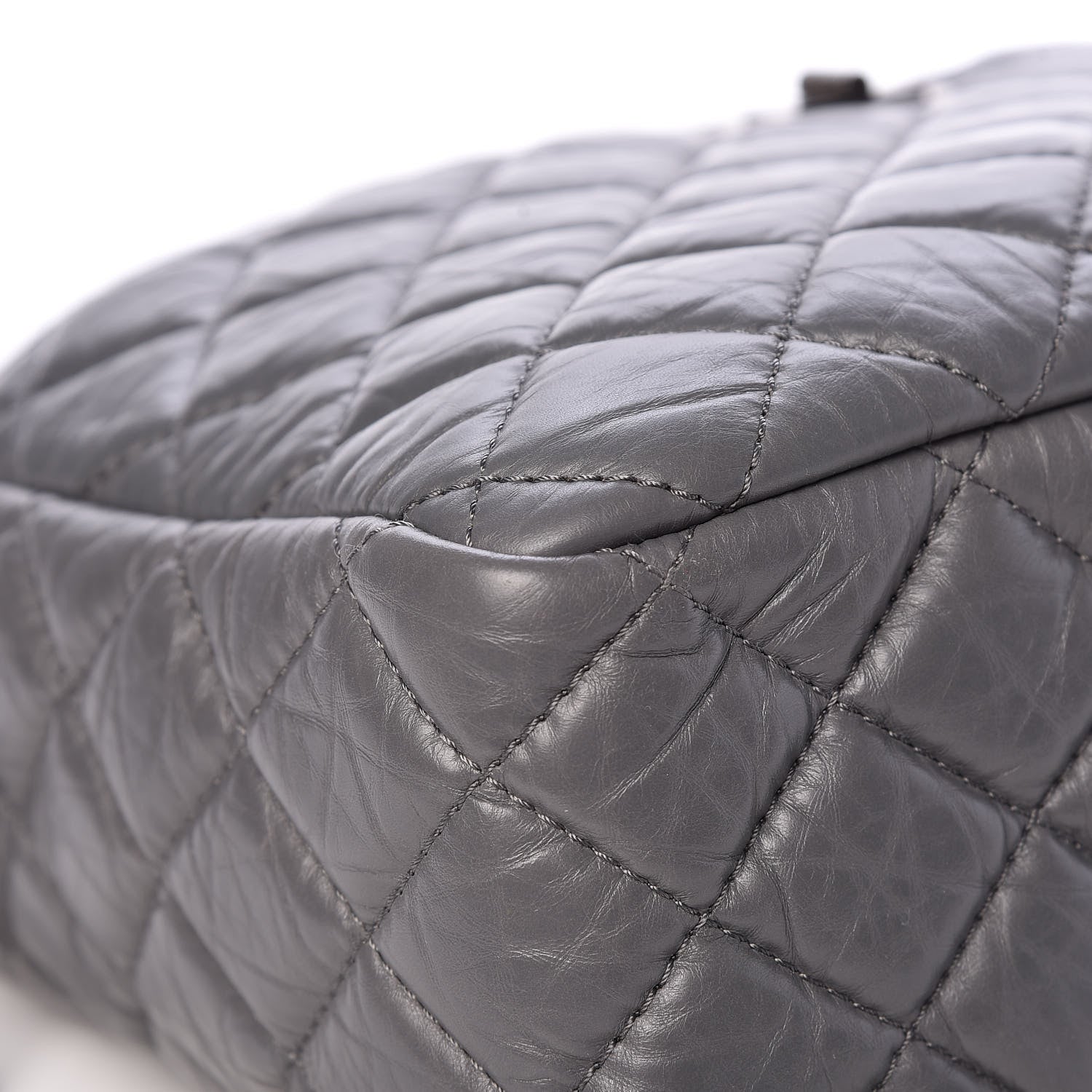 Chanel Aged Calfskin Quilted Large Reissue Camera Case Grey 9 of 20