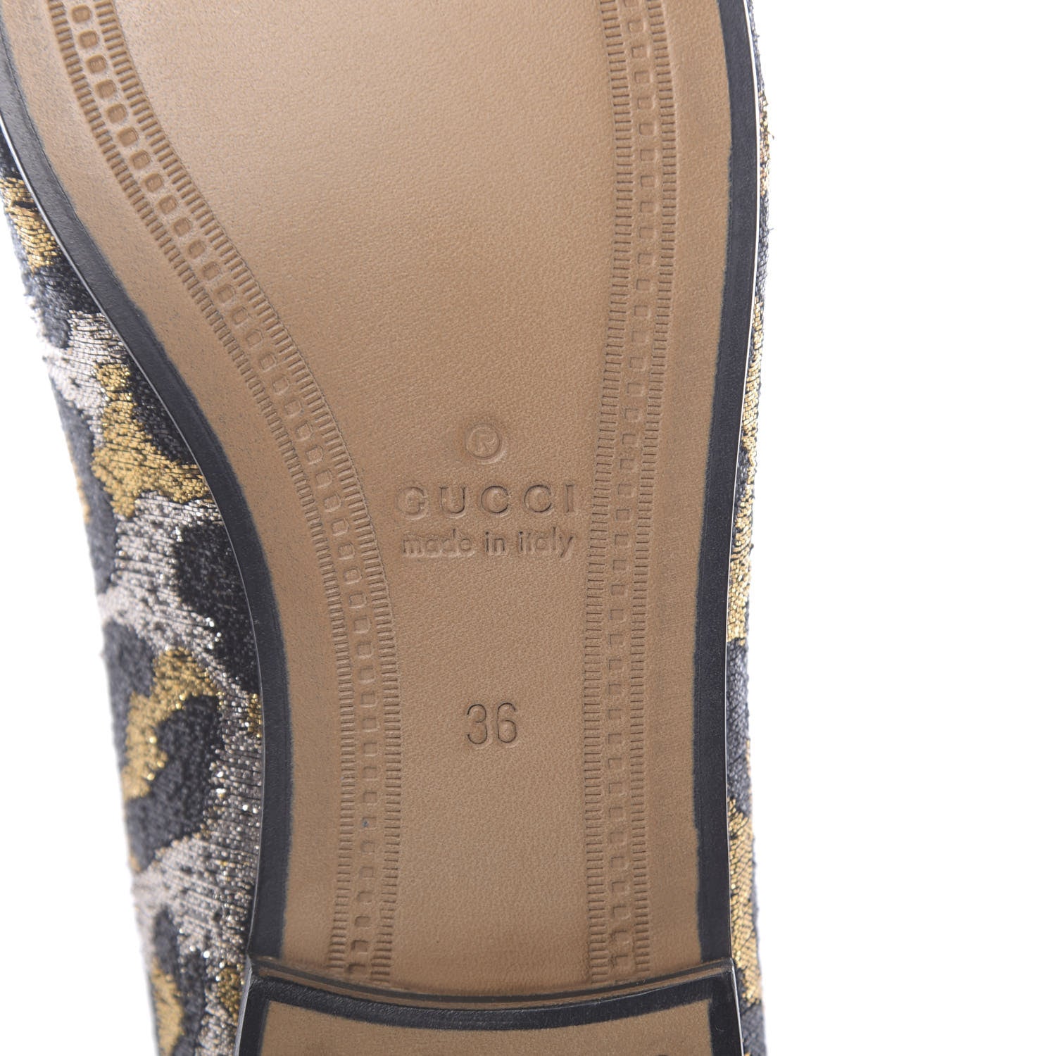 Gucci Jacquard Leopard Print Horsebit Womens Jordaan Loafers 36 Gold 8 of 9