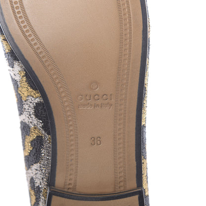 Gucci Jacquard Leopard Print Horsebit Womens Jordaan Loafers 36 Gold 8 of 9