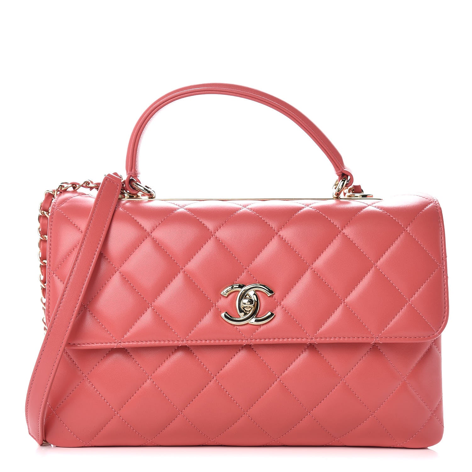 Chanel Lambskin Quilted Medium Trendy CC Flap Dual Handle Bag Bright Pink 1 of 9