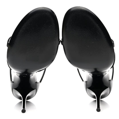 Saint Laurent Patent Cassandra 100 Ankle Strap Sandals 39 Black Gold 5 of 11