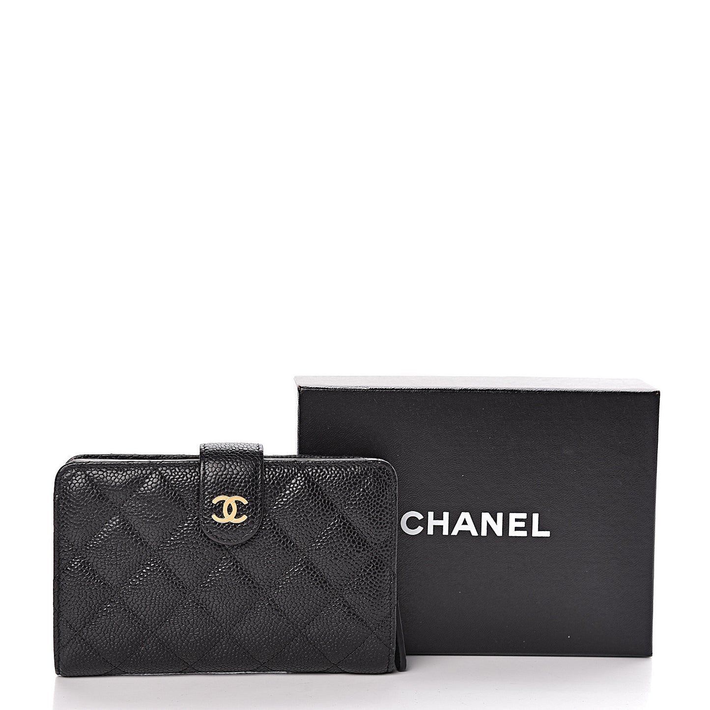 Caviar Quilted Zipped Pocket Wallet Black