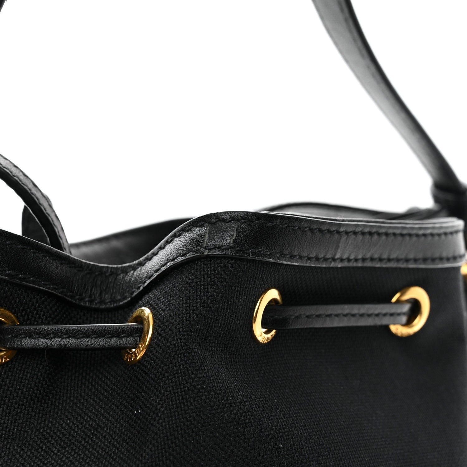 Prada Jacquard Logo Mini Bucket Crossbody Bag Black 14 of 15