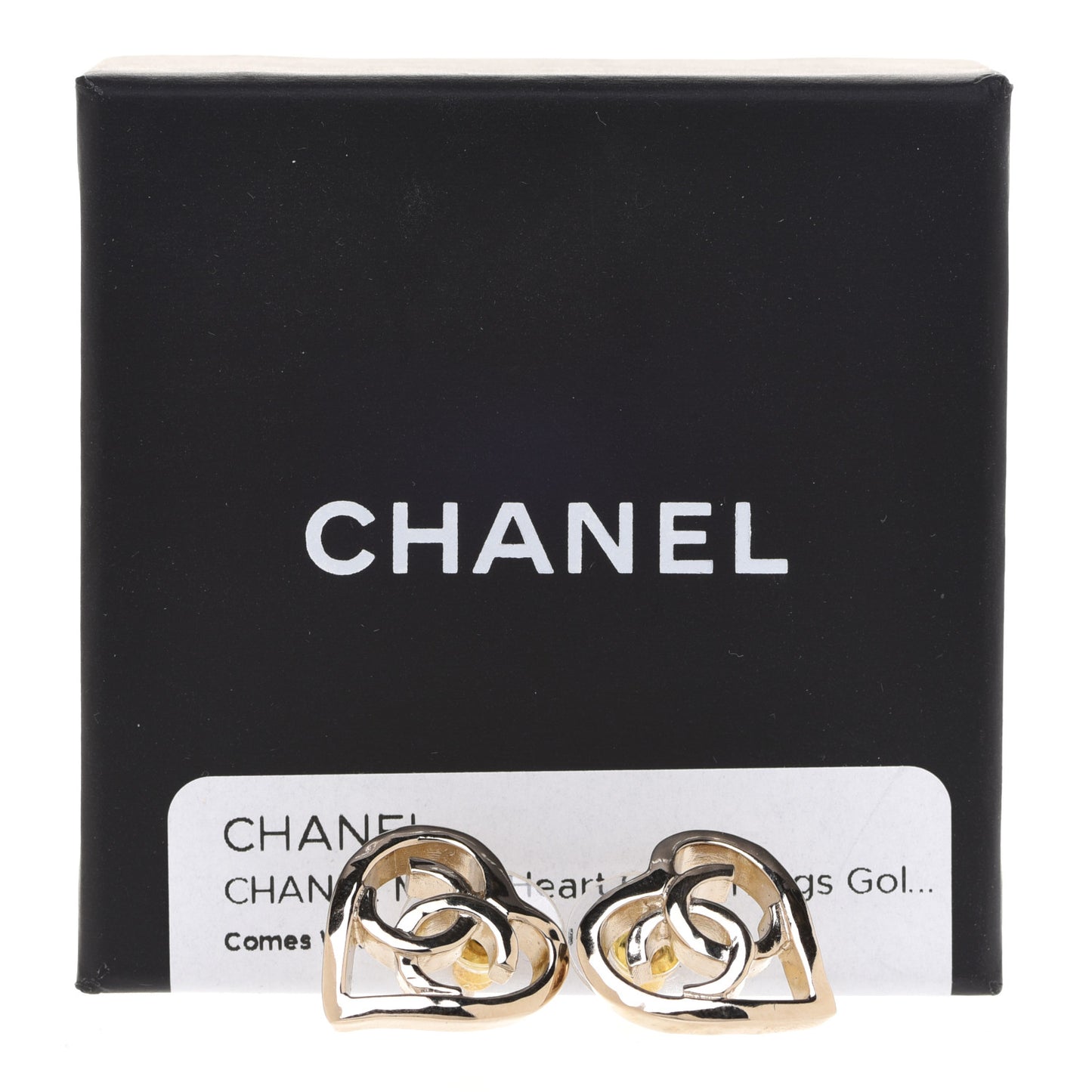 Metal CC Heart Coco In Love Earrings Gold