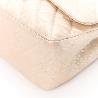 Chanel Iridescent Caviar Quilted Jumbo Double Flap Beige 11 of 12