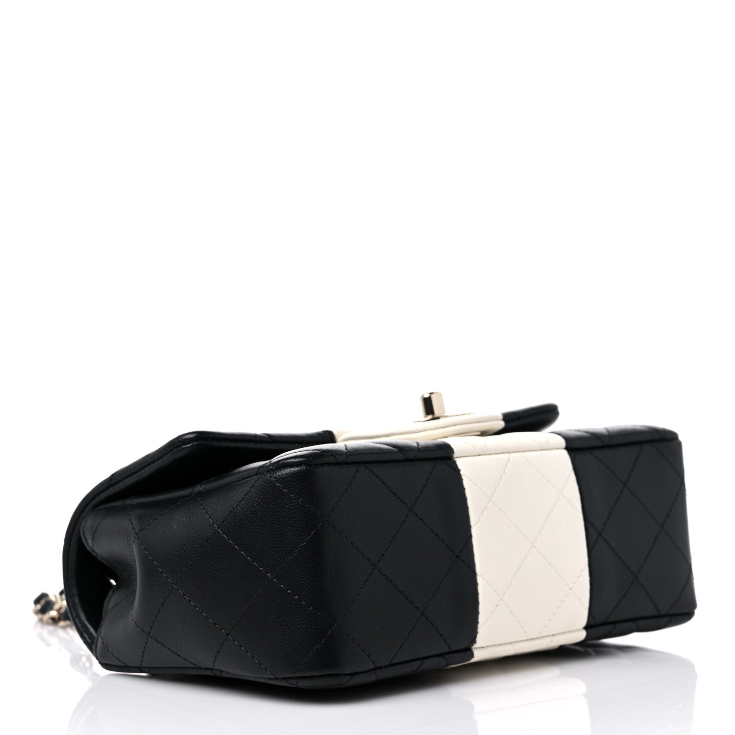 Chanel Lambskin Quilted Mini Rectangular Flap Black White 4 of 11