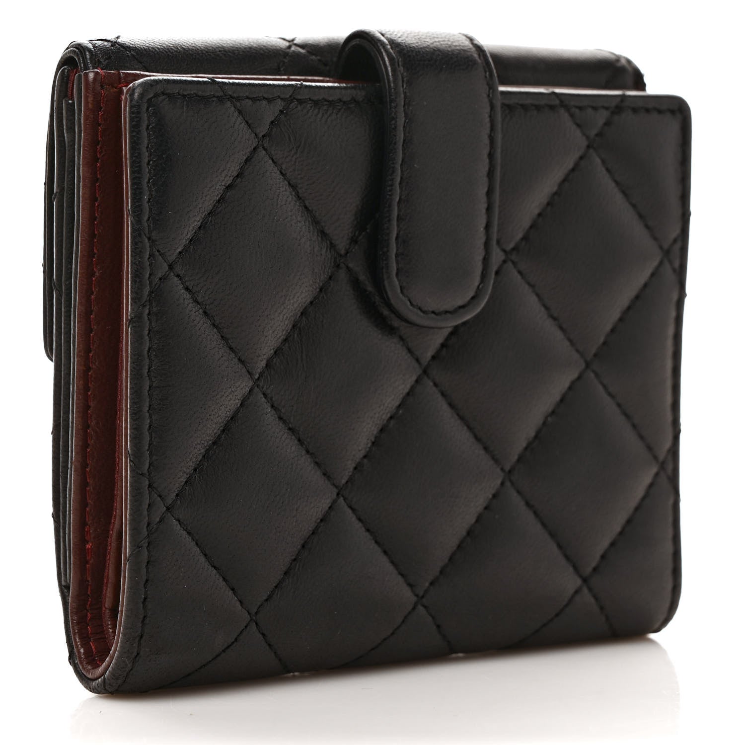 Chanel Lambskin Quilted Compact French Flap Wallet Black 3 of 7