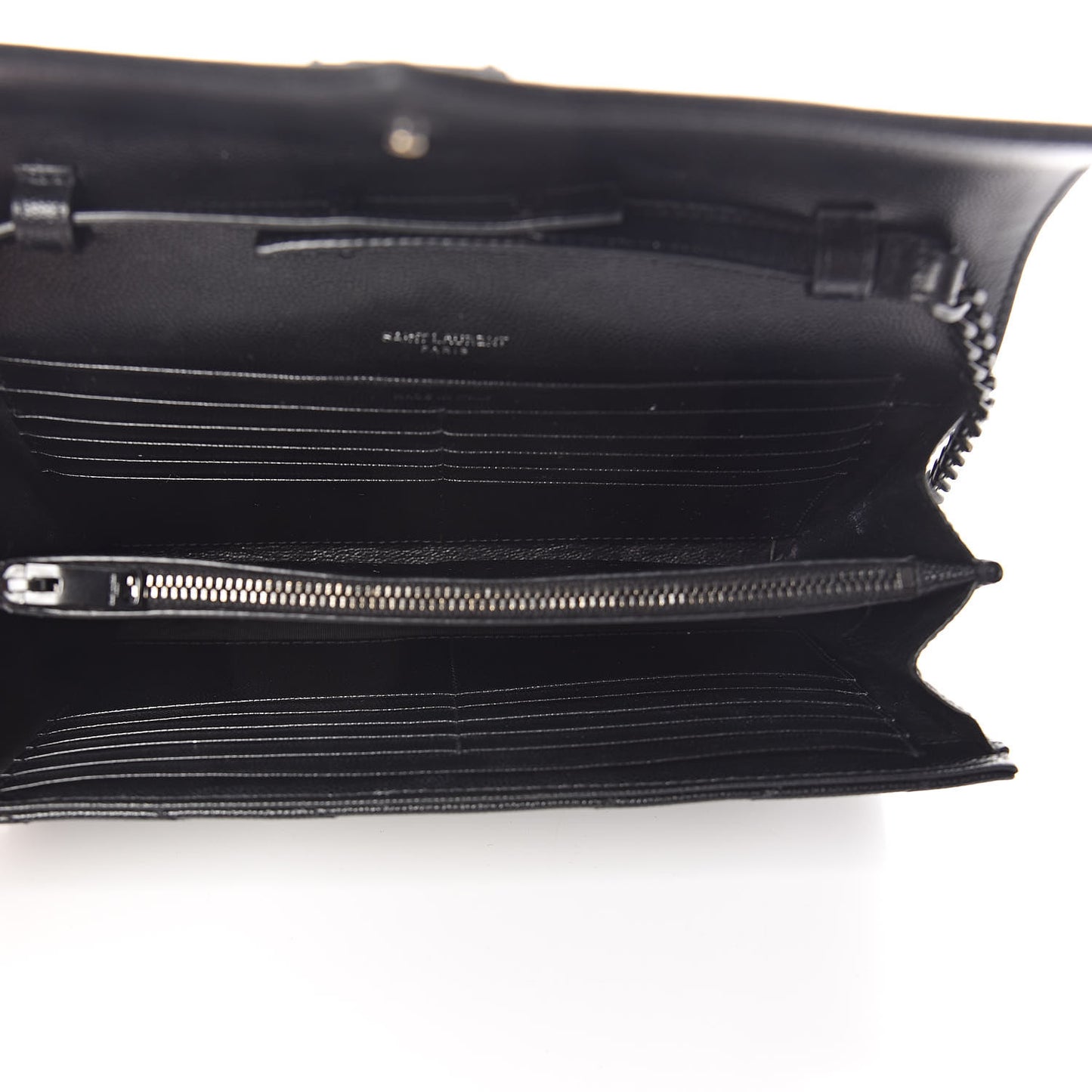 Grain De Poudre Matelasse Chevron Monogram Chain Wallet Black