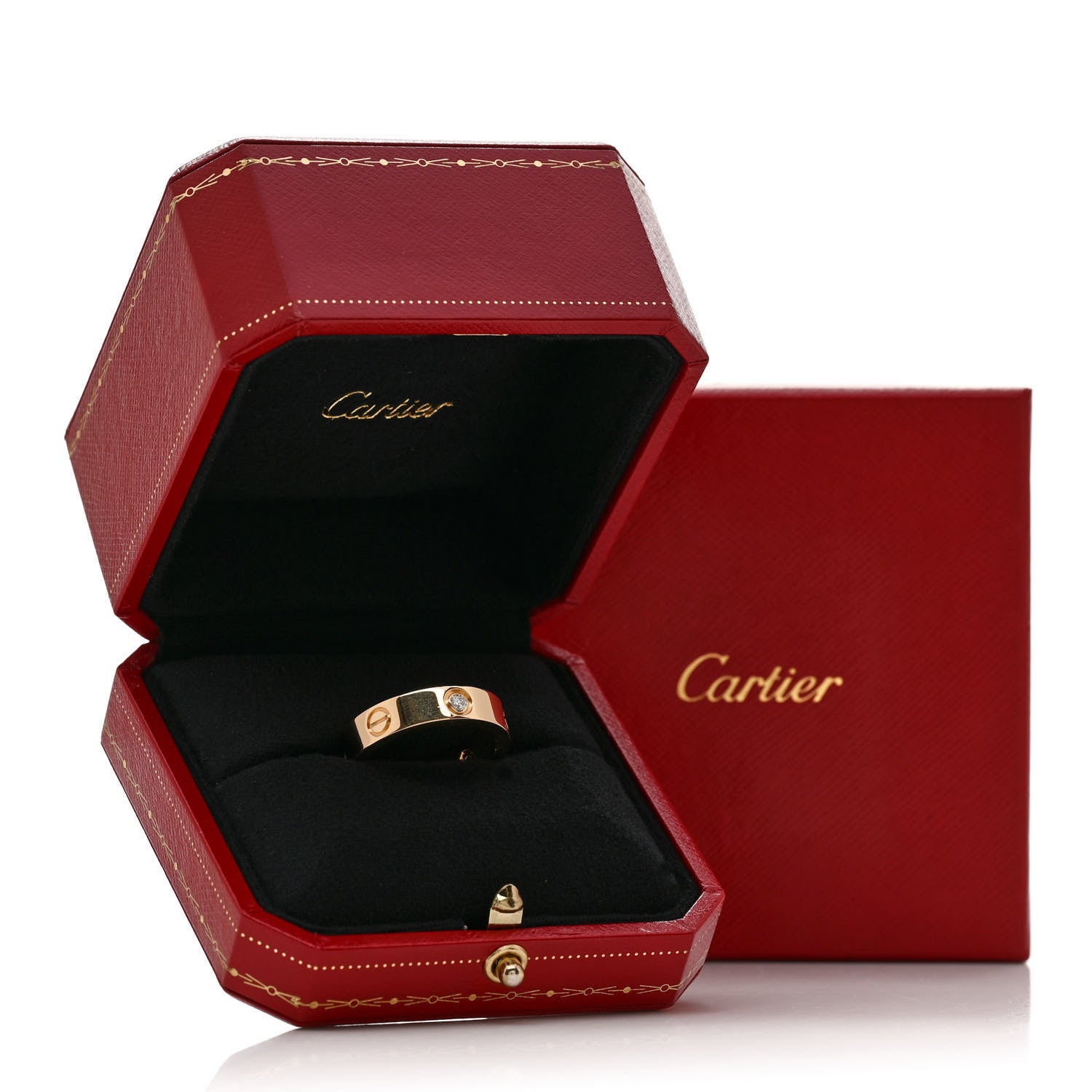 Cartier 18K Yellow Gold 3 Diamond 5.5mm LOVE Ring 48 4.5 3 of 5