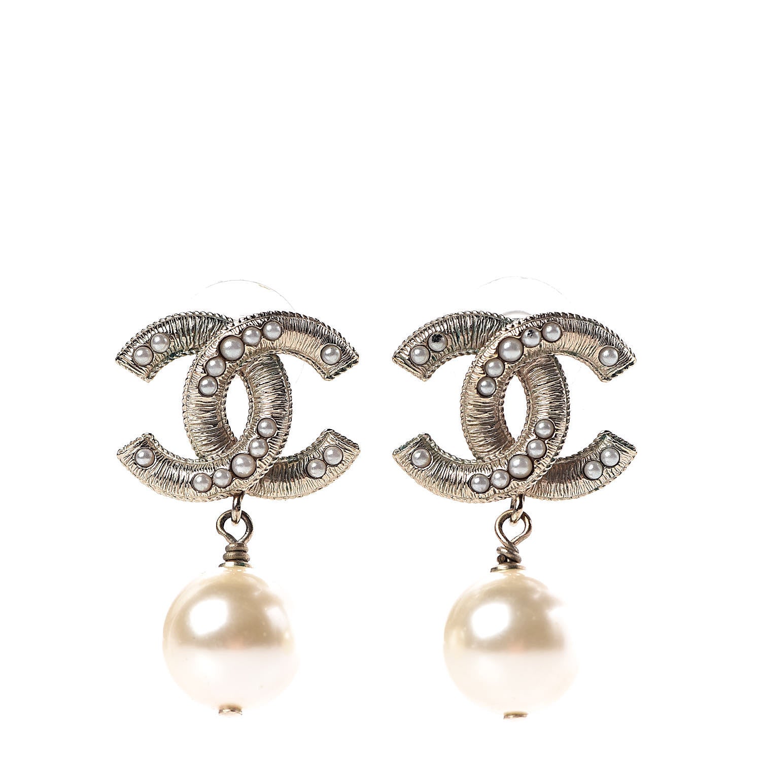 Chanel Pearl CC Drop Earrings Gold 1 of 9