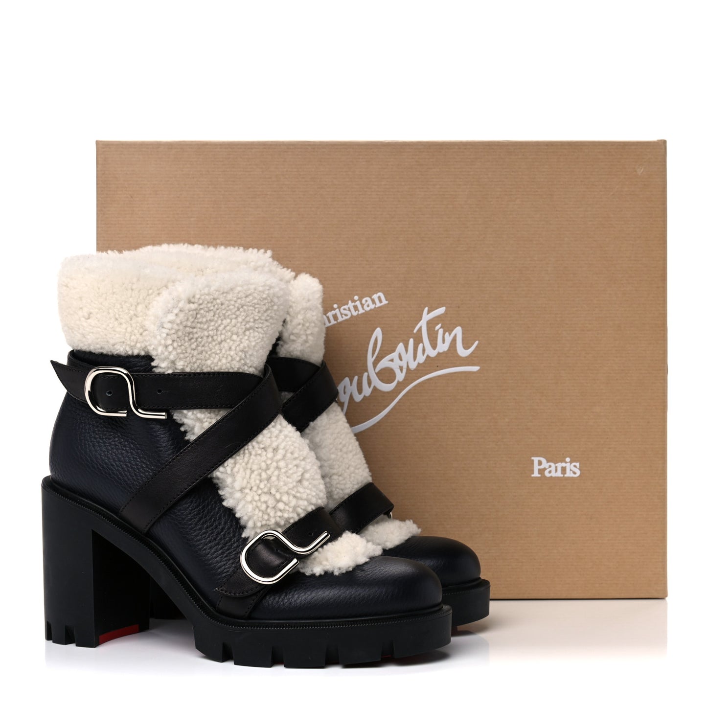 Calfskin Shearling Pole Chic 70 Booties 37.5 Nocturne Natural