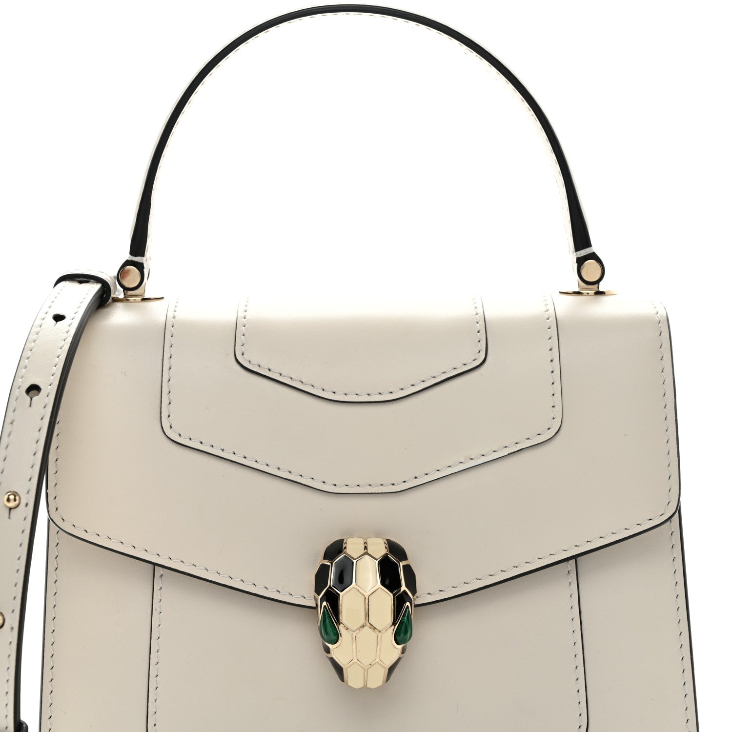 Bulgari Calfskin Serpenti Forever Top Handle White 8 of 10