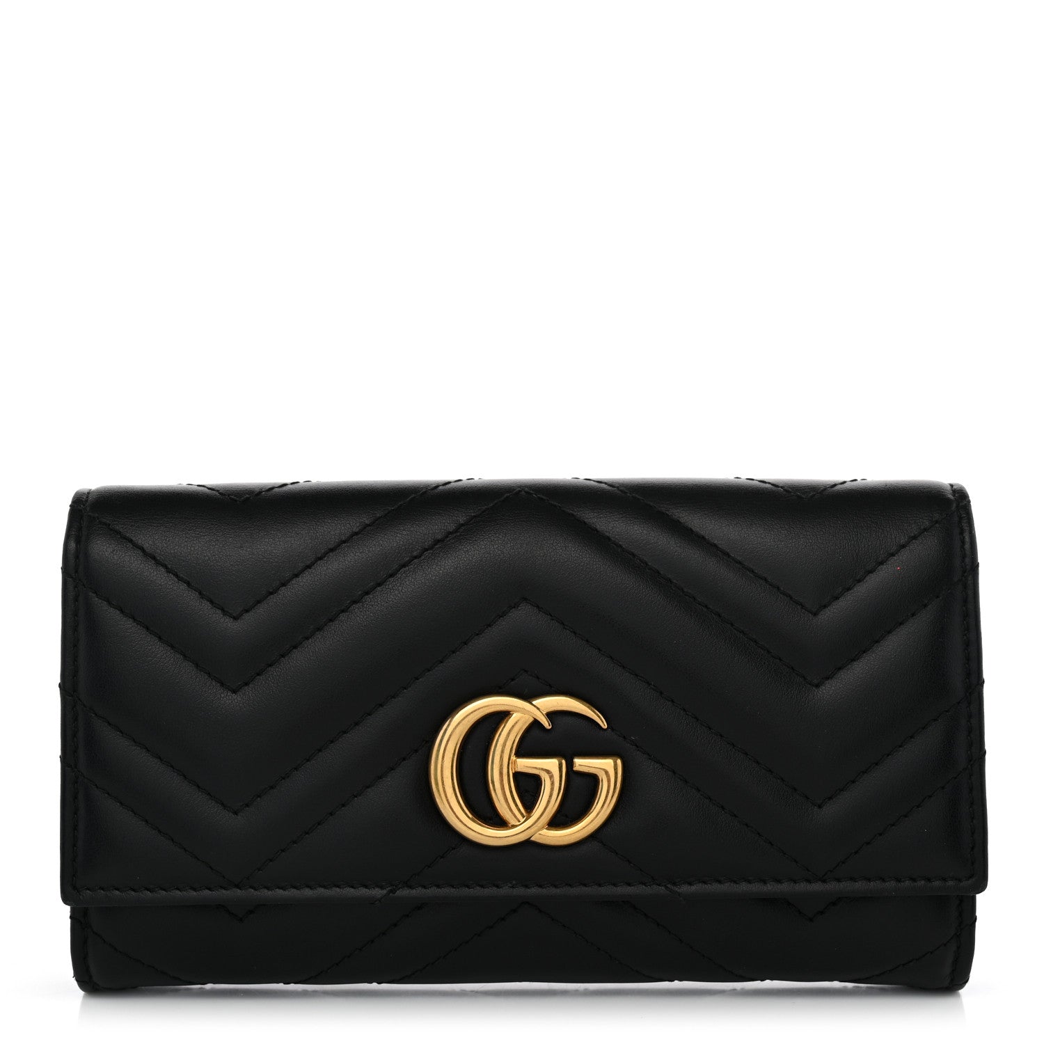 Gucci Calfskin Matelasse GG Marmont Continental Wallet Black 1 of 8