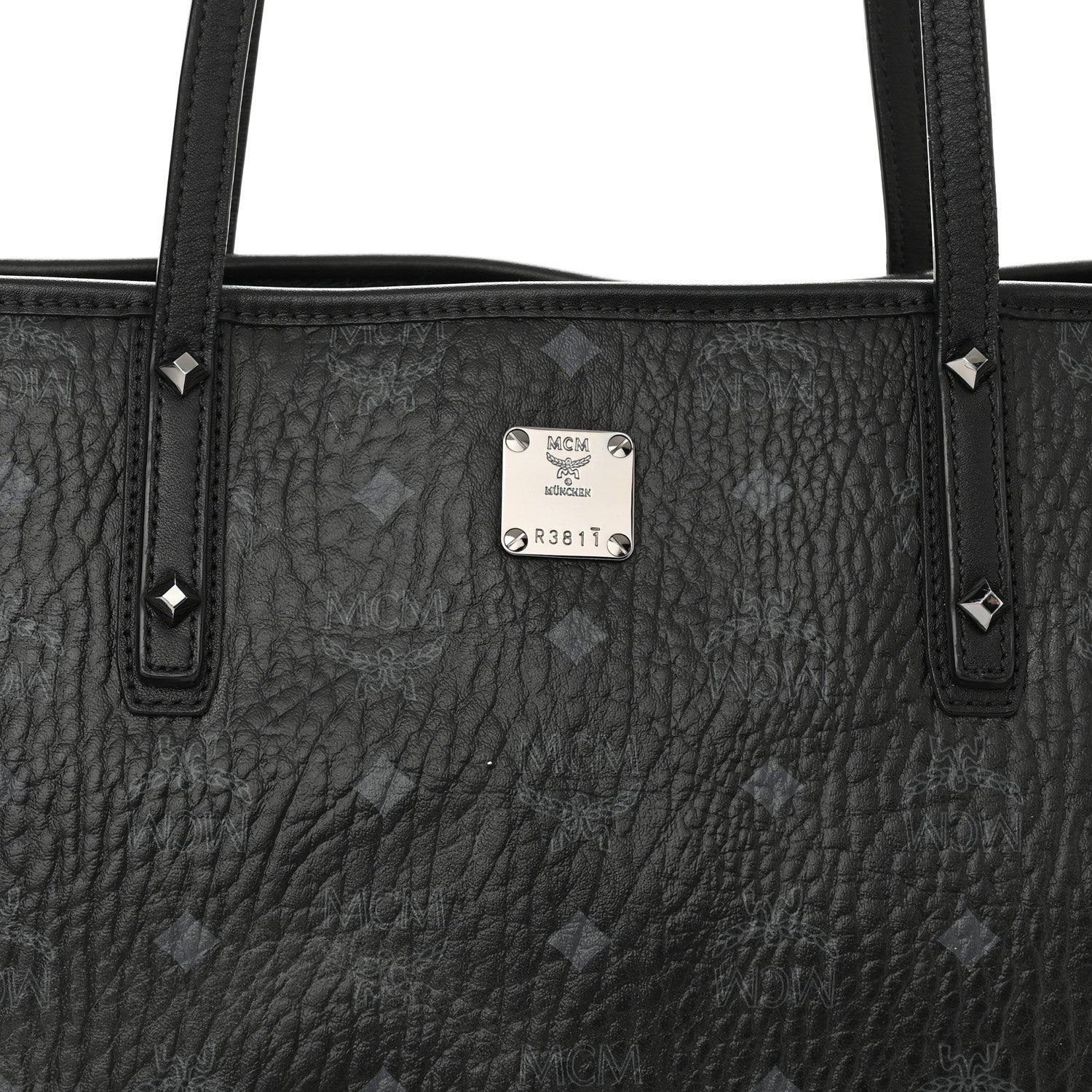 MCM Visetos Medium Anya Shopper Tote Black 7 of 11