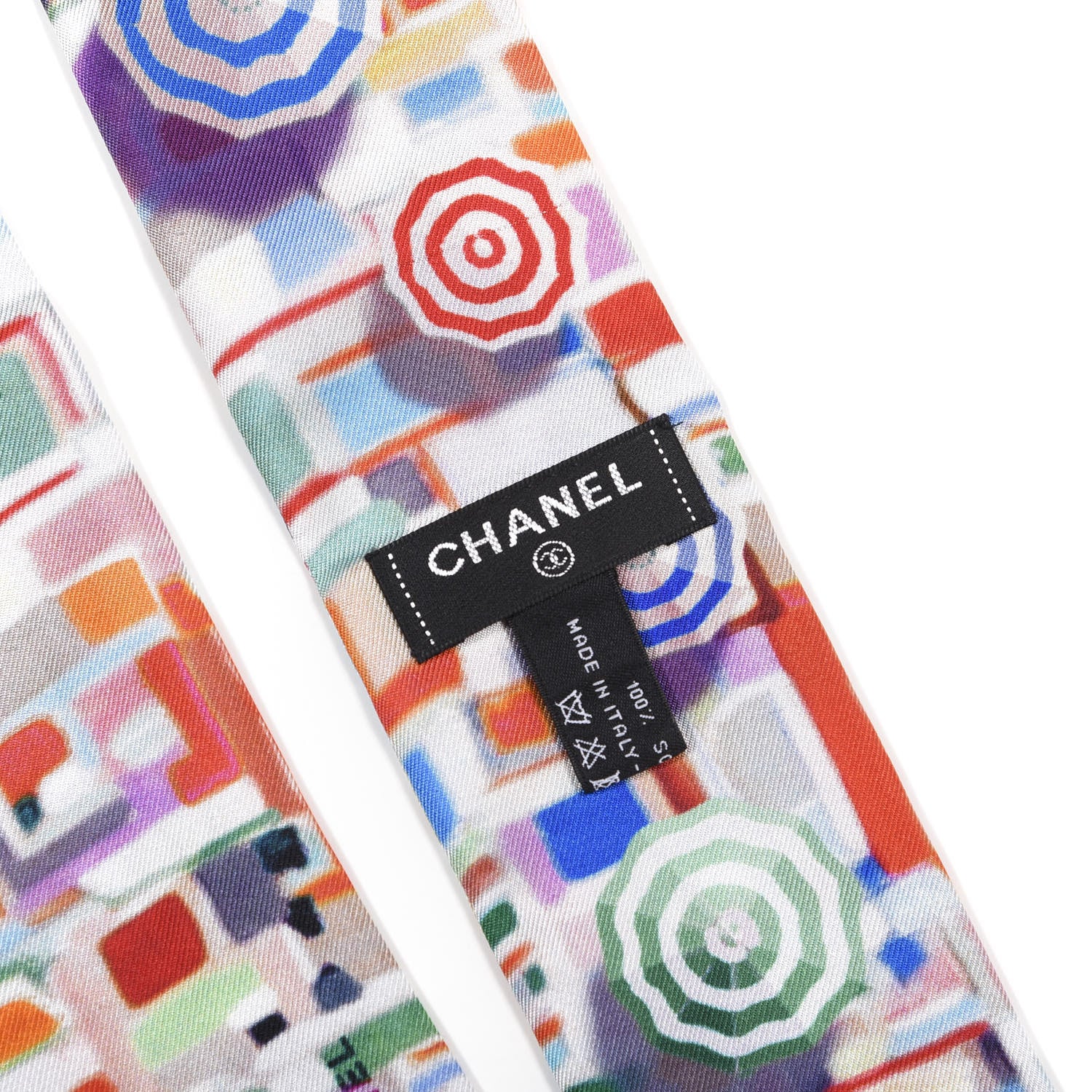 Chanel Silk Slim Bandeau Scarf Multicolor Red 3 of 3