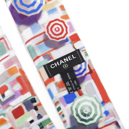 Chanel Silk Slim Bandeau Scarf Multicolor Red 3 of 3