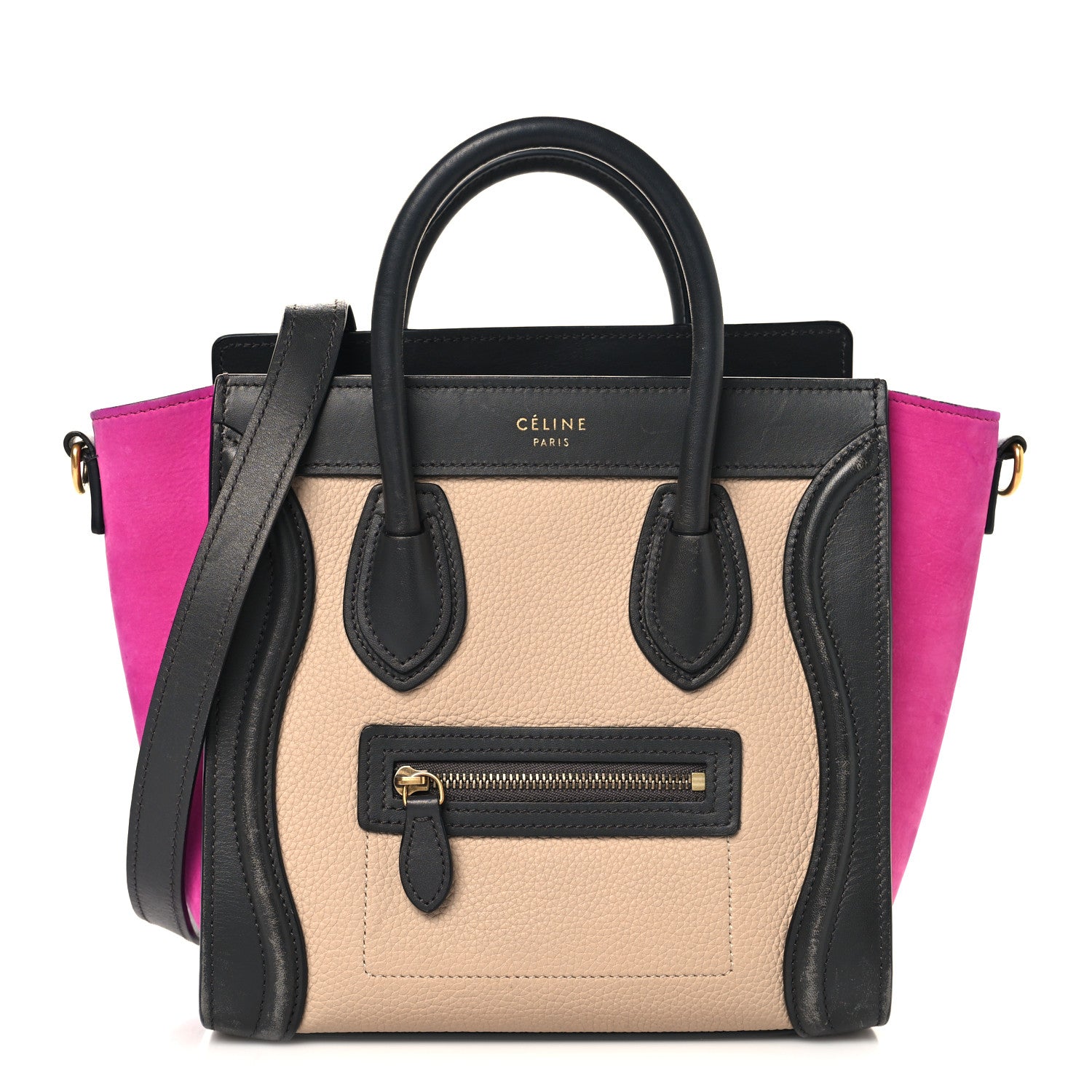 Celine Baby Grained Calfskin Nubuck Nano Tri-Color Luggage Fuchsia 1 of 14