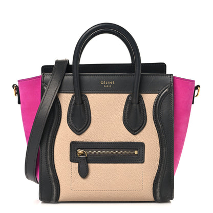 Celine Baby Grained Calfskin Nubuck Nano Tri-Color Luggage Fuchsia 1 of 14
