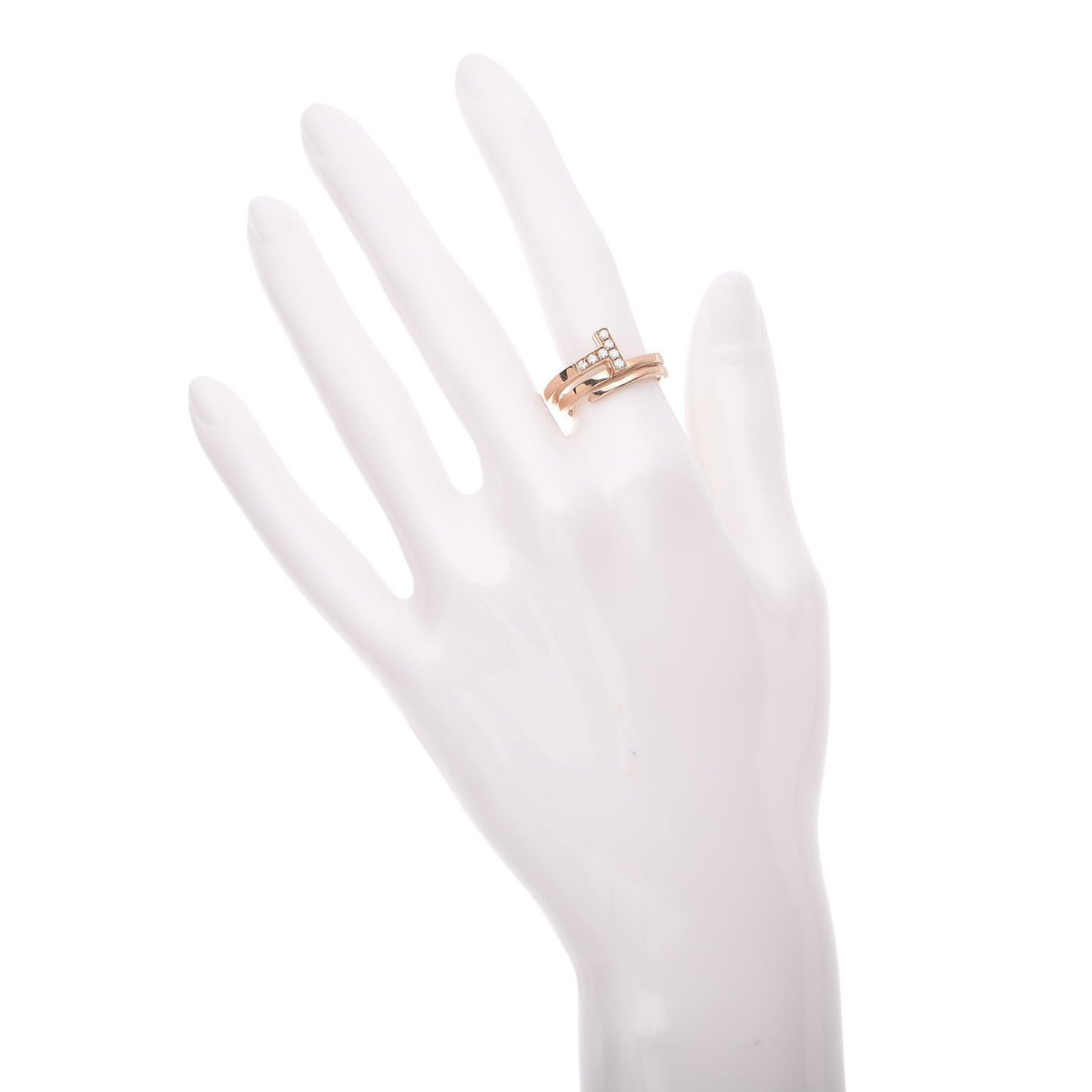 18K Rose Gold Diamond T Square Wrap Ring 52 6