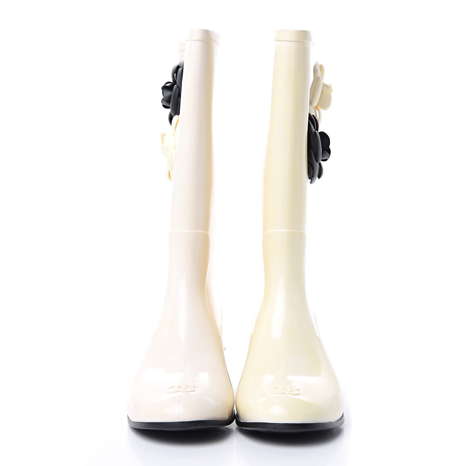 Chanel Rubber Camellia Rain Boots 40 Off White 2 of 9