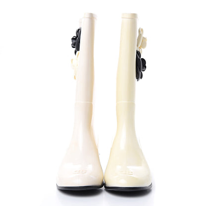 Chanel Rubber Camellia Rain Boots 40 Off White 2 of 9