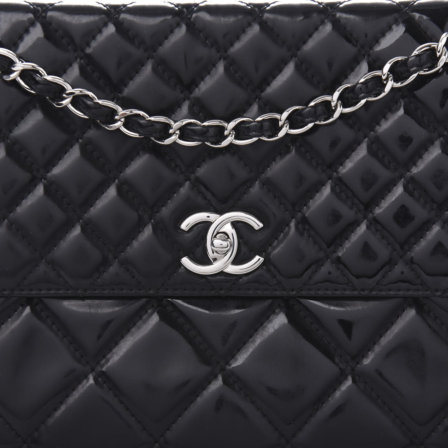 Vinyl Quilted In the Business Flap Bag Black