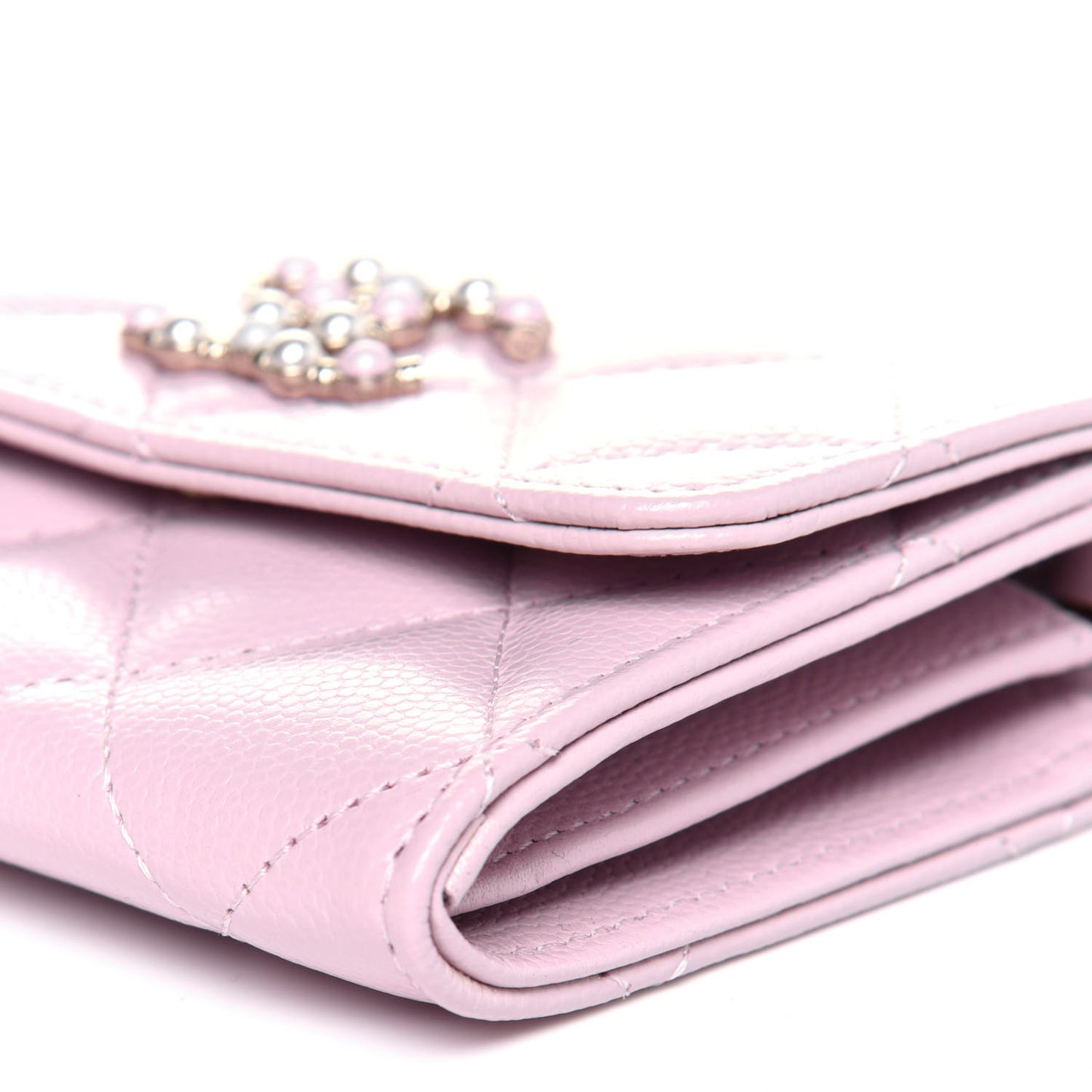 Caviar Quilted Coco Candy Card Holder On Chain Light Pink