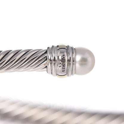 David Yurman Sterling Silver 14K Yellow Gold Pearl 5mm Cable Classics Bracelet 4 of 5