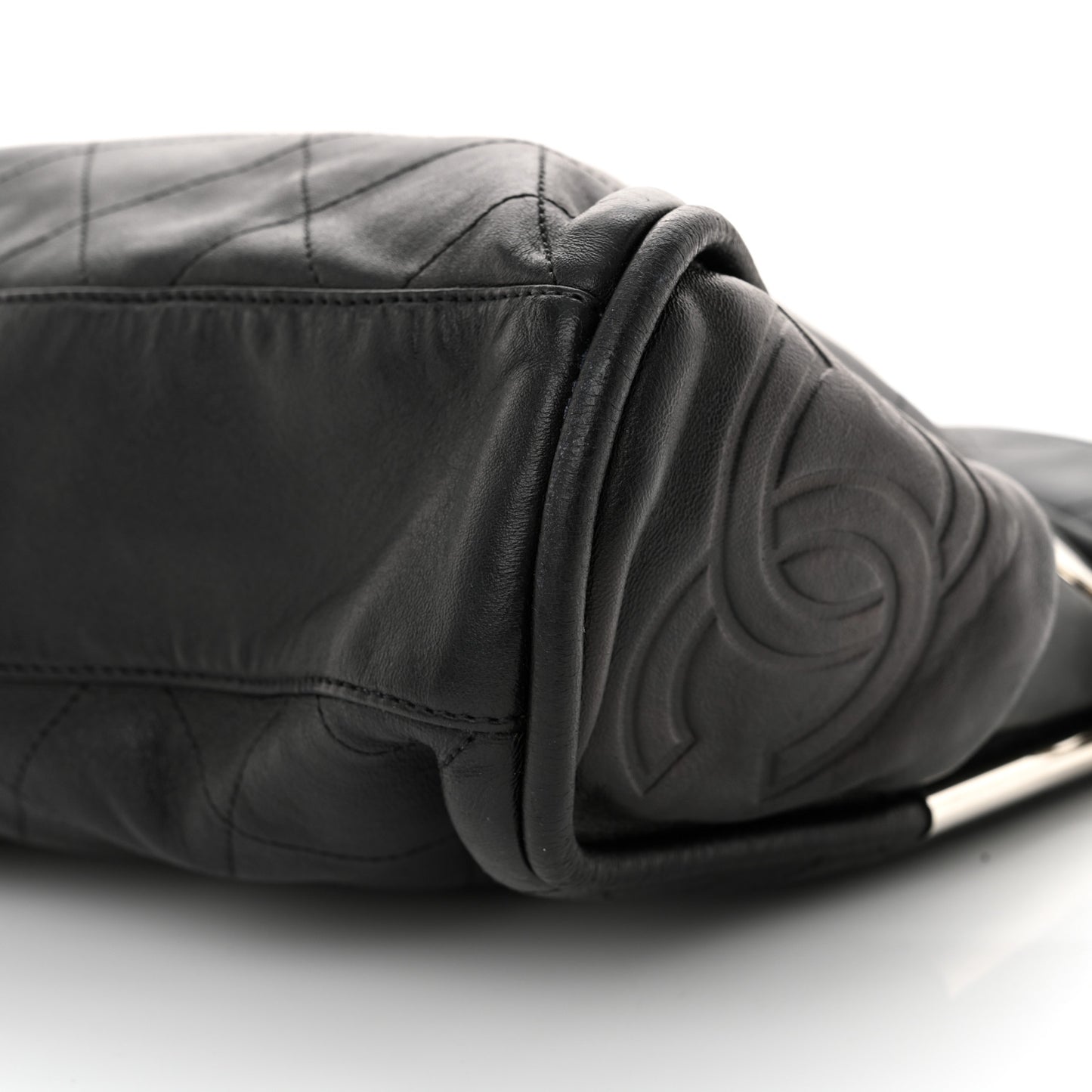 Lambskin Stitched Medium Ultimate Soft Tote Black