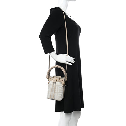 Fendi Canvas Nappa F is Fendi FF Embroidered Mini Mon Tresor Bucket Bag Grezzo White Nuvola 2 of 12