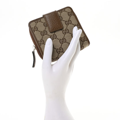 Gucci Monogram Dollar Calfskin Zip Around French Wallet Beige Ebony Tabacco 2 of 8