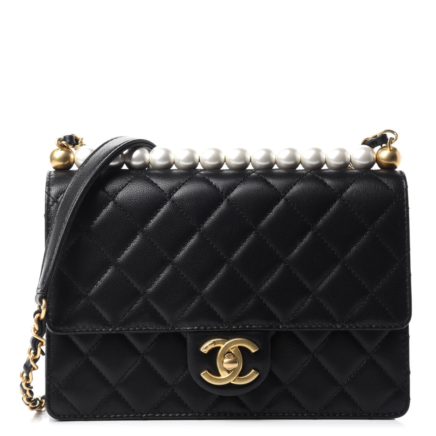 Chanel Lambskin Quilted Small Chic Pearls Flap Black 1 of 11