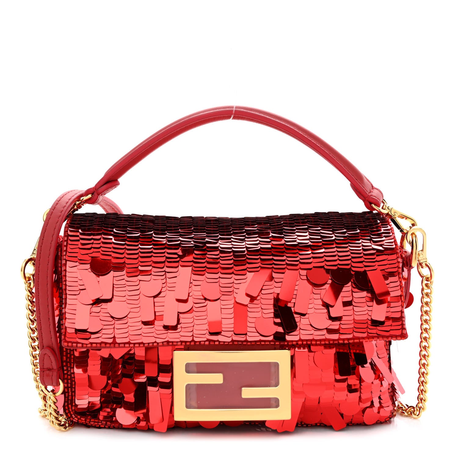 Fendi Sequin Paillettes Vitello Grace Sex and the City Mini Baguette Mattone 1 of 10