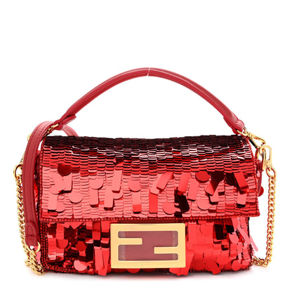 Fendi Sequin Paillettes Vitello Grace Sex and the City Mini Baguette Mattone 1 of 10