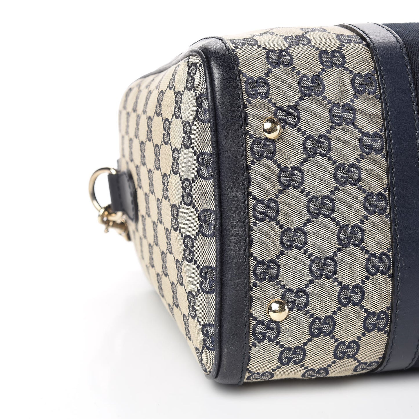 Monogram Selleria Calfskin Vintage Web Medium Boston Beige Blue