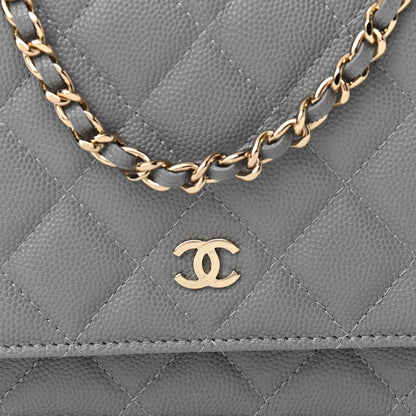Chanel Caviar Quilted Wallet On Chain WOC Grey 9 of 12