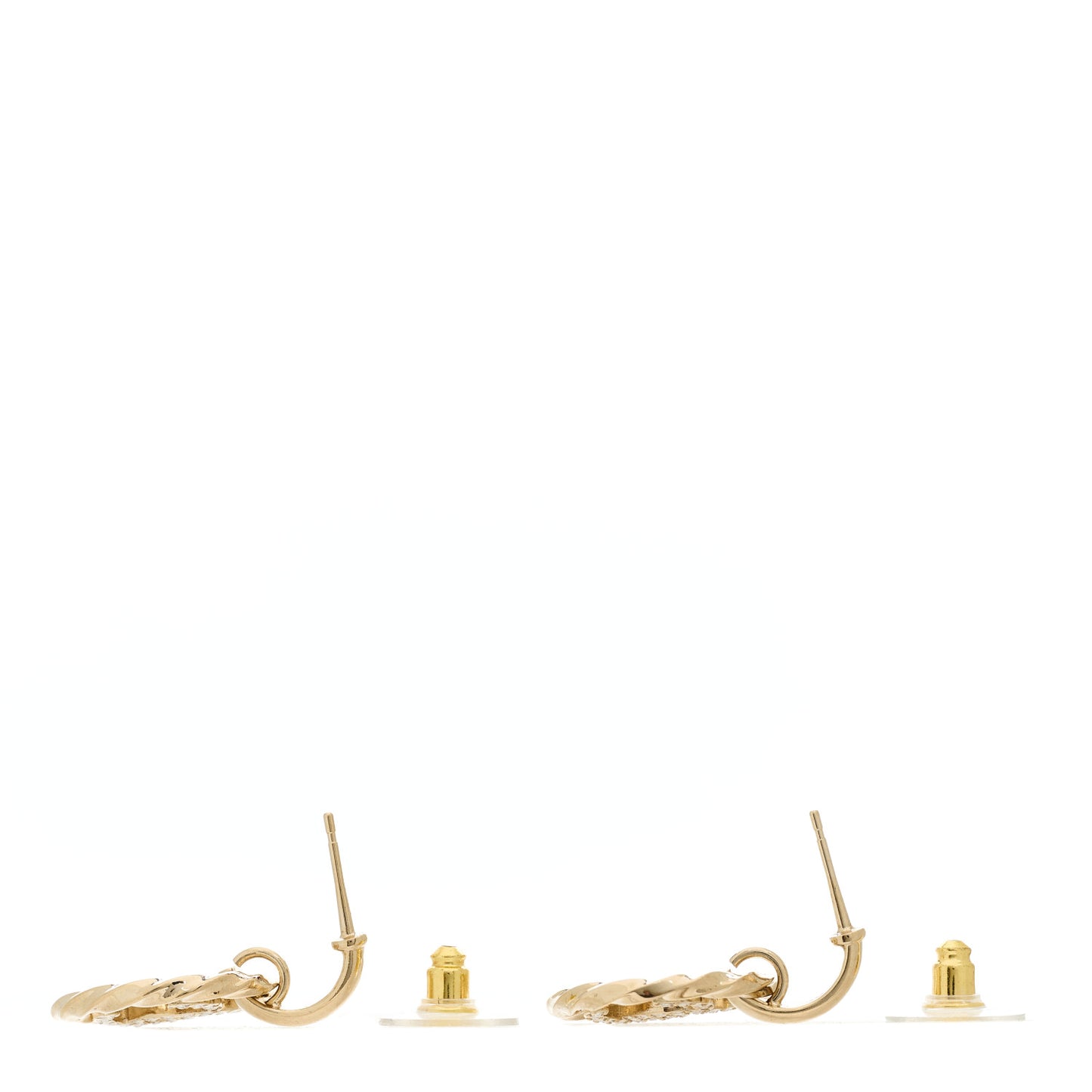 Twist Crystal CC Drop Earrings Gold