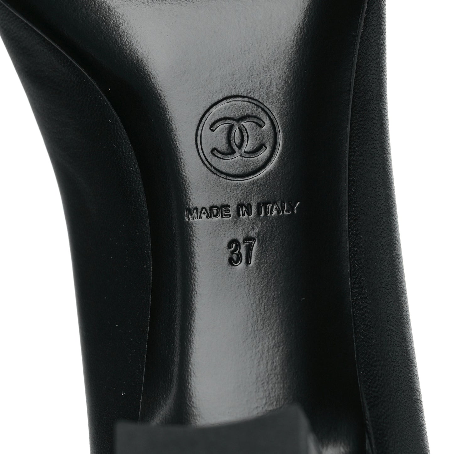 Lambskin Patent Calfskin Cap Toe CC Pumps 37 Black